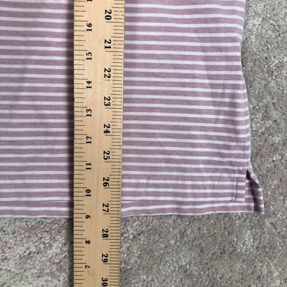 Peter Millar Polo Shirt Mens Medium Pink Striped Sage Valley Crown Crafted Pima - Picture 9 of 12